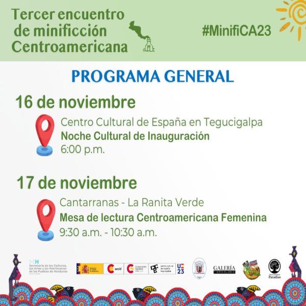 III Encuentro de Minificción Centroamericana. les esperamos del 16 al 19 de noviembre junto a las escritoras invitadas e invitados de la región centroamericana