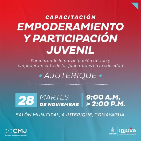 Capacitación INJUVE: Empoderamiento y participación Juvenil – Ajuterique, Comayagua 