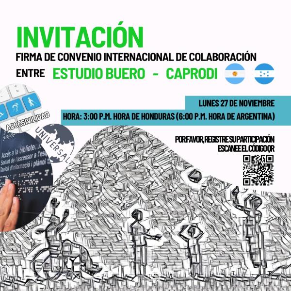 Invitación Prensa: Firma del Convenio Internacional de Colaboración entre Estudio Bueno – CAPRODI (Argentina/Honduras) 