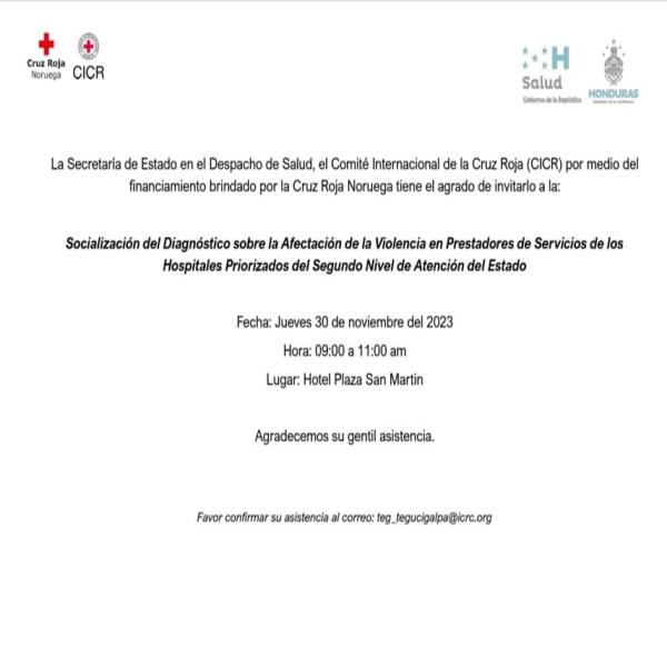 Convocatoria de Prensa: Socialización del Diagnostico sobre la afección de la violencia en prestadores de servicios en los hospitales de segundo nivel del Estado 