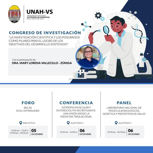 8vo Congreso de Investigación Científica - UNAH-VS: Foro, Conferencia y Panel con la participación de la Dra. Mary Lorena Vallecillo 
