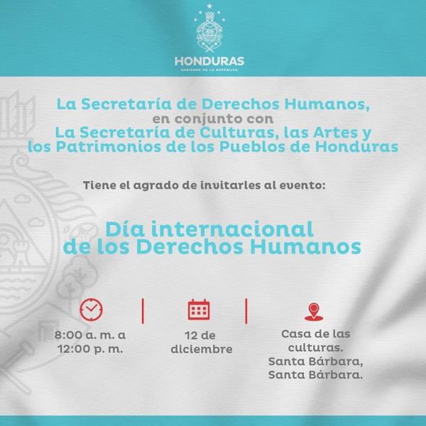 Invitación Medios de Comunicación: La SEDH y la SECAPPH invitan al evento conmemorativo al Día Internacional de los Derechos Humanos