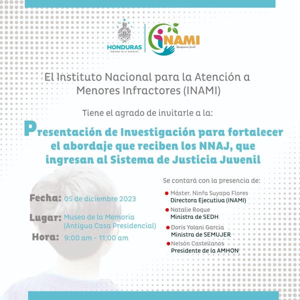 Convocatoria de Prensa: INAMI: Presentación de la Primera Investigación para Fortalecer el Abordaje que reciben los NNAJ, que ingresan al Sistema de Justicia Juvenil 