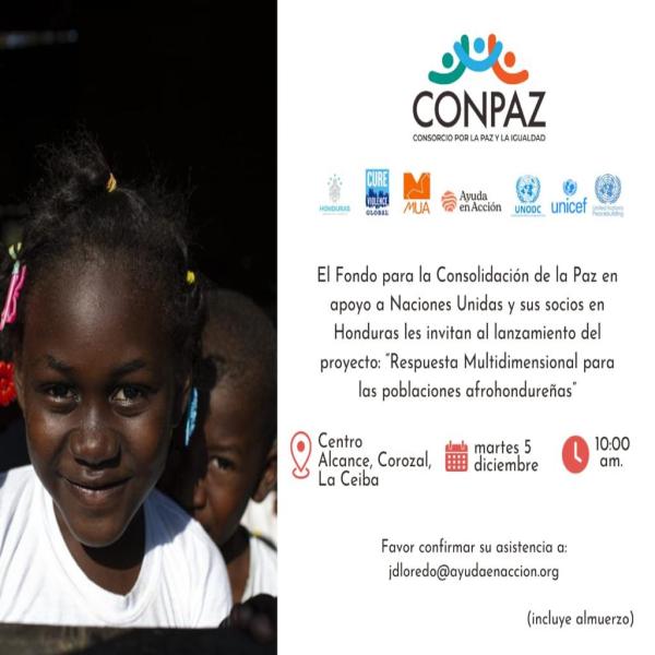 Invitación Prensa: Lanzamiento del proyecto "Respuesta Multidimensional para las poblaciones afrohondureñas"