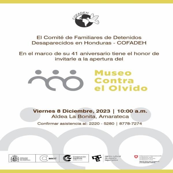 Presentación de la primera etapa del Museo Contra el Olvido, ubicado en Amarateca, Francisco Morarán