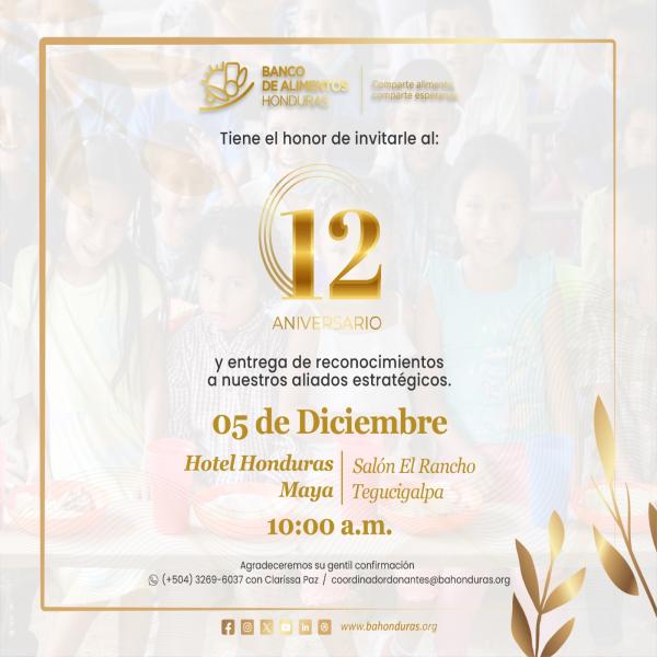 Banco de Alimentos de Honduras cumple 12 años: Entrega de reconocimientos a sus aliados estratégicos