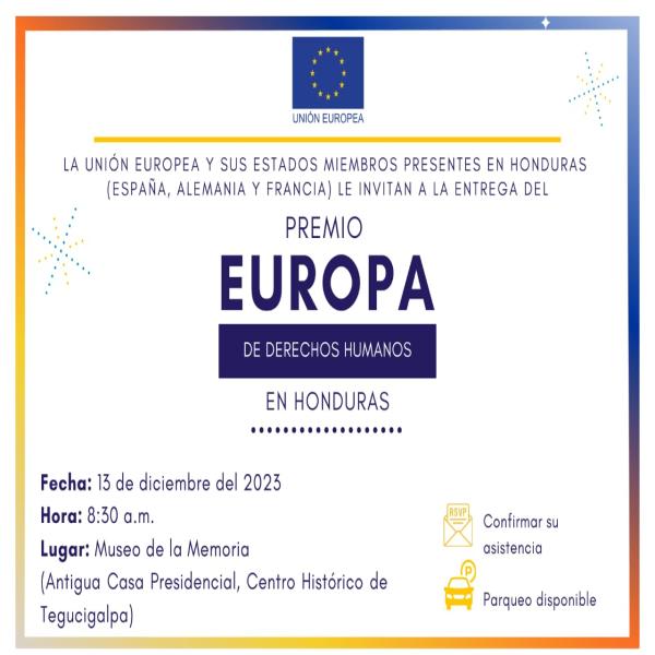 Entrega del Premio Europa de Derechos Humanos en Honduras 2023