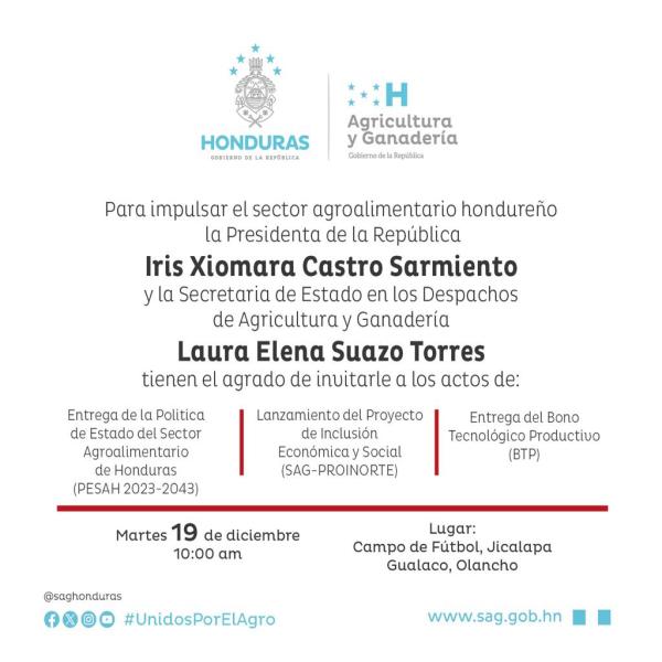 Convocatoria de Prensa: Entrega oficial de la política Agroalimentaria a la presidencia