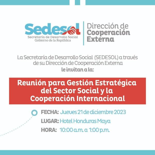 Invitación Prensa: Reunión de Gestión Estratégica del Sector Social y la Cooperación Internacional 