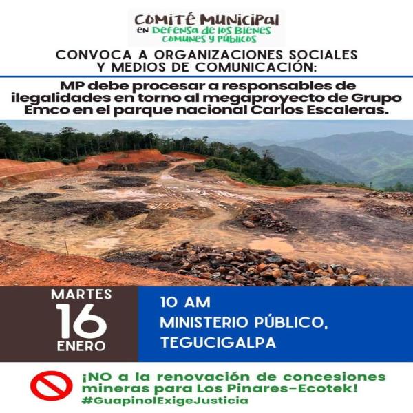 Conferencia de prensa: MP debe procesar a responsables de ilegalidades en torno al megaproyecto en el parque Carlos Escaleras 