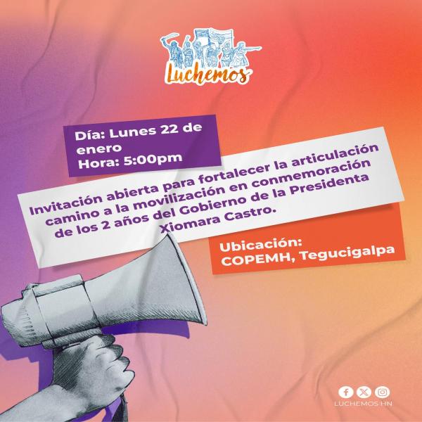 Convocatoria: Nos encontramos mañana para organizarnos entre mujeres del Partido Libre camino a la movilización del 27 de enero