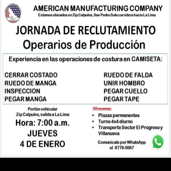 Jornada de Reclutamiento – Operarios de Producción 