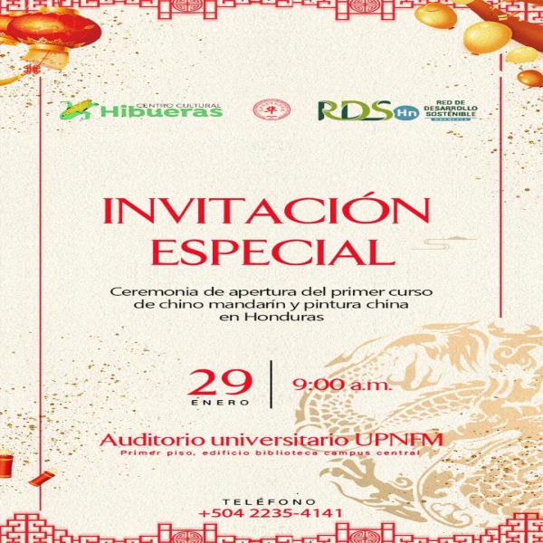 Invitación a Medios de Comunicación: Ceremonia de apertura del primer curso de chino mandarín y pintura china en Honduras 