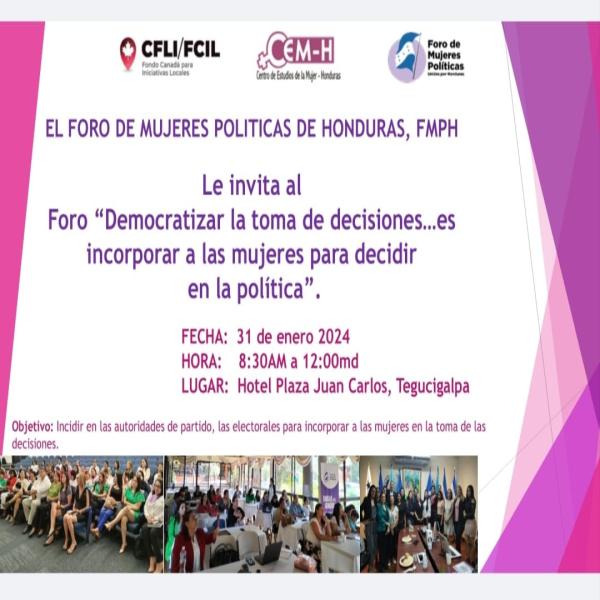 Foro: Democratizar la toma de decisiones…es incorporar a las mujeres para decidir en la política