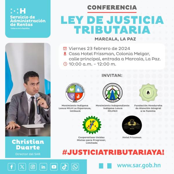 Conferencia: Ley de Justicia Tributaria en Marcala, La Paz 