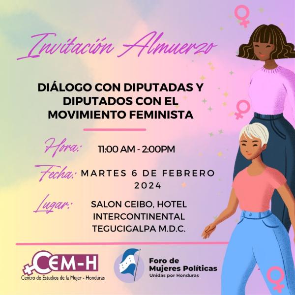 Invitación Almuerzo: Diálogo con diputadas y diputados con el movimiento feminista 