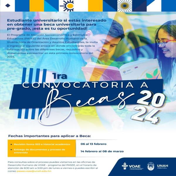 UNAH: Primera Convocatoria a Becas 2024 