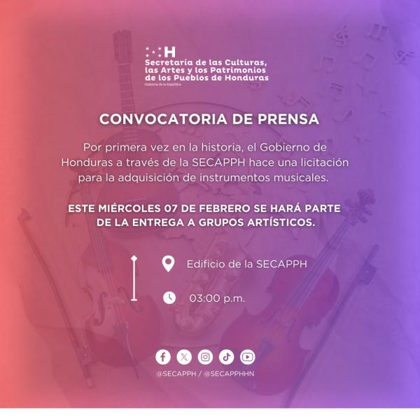 Convocatoria de Prensa: SECAPPH adquiere instrumentos 