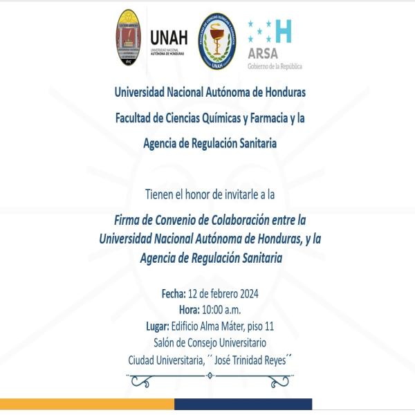 Invitación Prensa: Firma de Convenio de Colaboración UNAH- ARSA