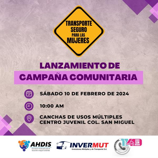 Lanzamiento de la campaña comunitaria: Transporte seguro para mujeres 
