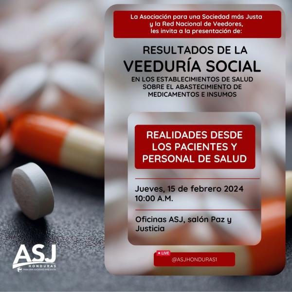 Conferencia de Prensa: presentación de los Resultados de la veeduría social realizada a los establecimientos de salud, para conocer el abastecimiento de medicamentos e insumos 