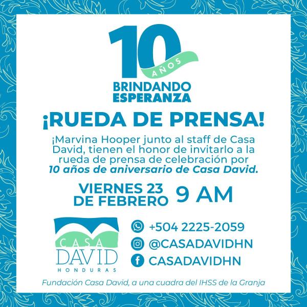Rueda de Prensa: Celebración 10 años de aniversario de Casa David