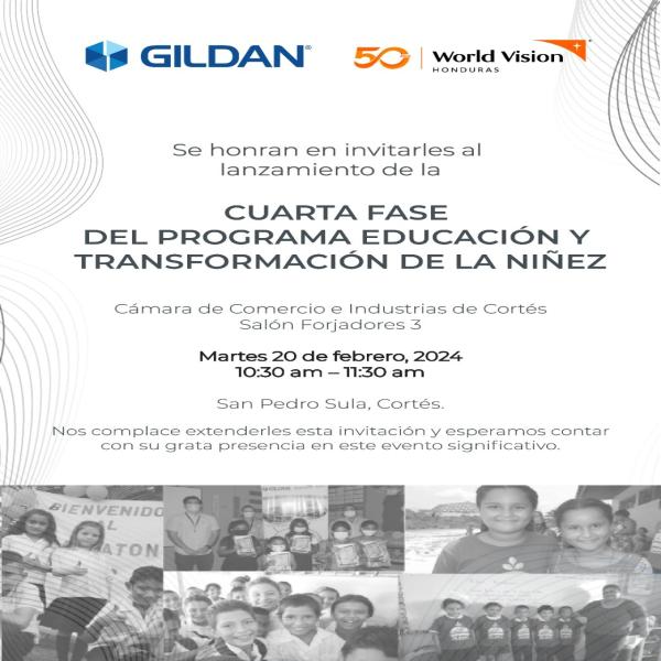 Firma de Convenio Proyecto Educación y Transformación de la Niñez Gildan y World Vision Honduras