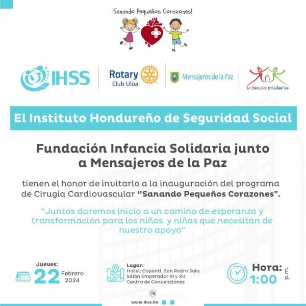 Convocatoria de Prensa IHSS: Inauguración del Programa de Cirugía Cardiovascular “Sanado pequeños corazones” 