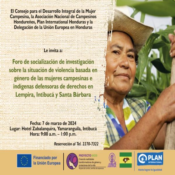 Foro de socialización de investigación sobre la situación de violencia basada en género de las mujeres campesinas e indígenas defensoras de DDHH en Lempira, Intibucá y Santa Bárbara 