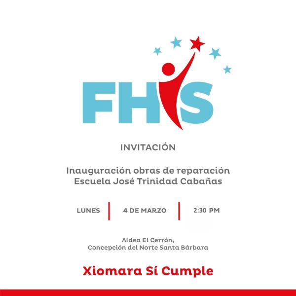 Convocatoria de Prensa: Inauguración de obras de reparaciones de la Escuela José Trinidad Cabañas 