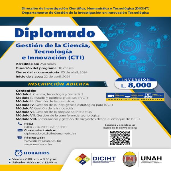 Diplomado en Gestión de la Ciencia, la Tecnología y la Innovación 3era Promoción 2024