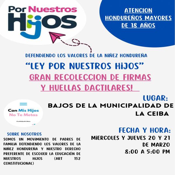 Plantón: Defendiendo los valores de la niñez hondureña 