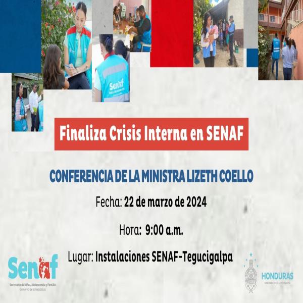 Convocatoria de Prensa: Entrega de las instalaciones de la SENAF-Tegucigalpa