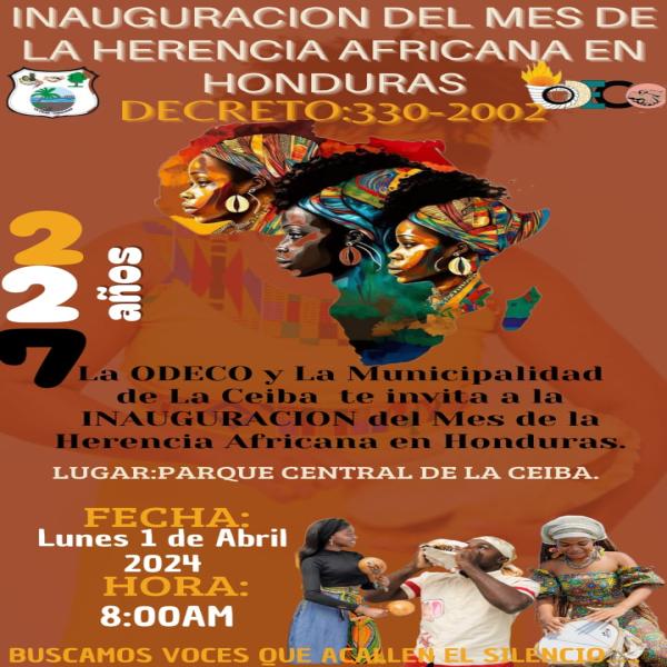 Inauguración del mes de la Herencia Africana en Honduras 