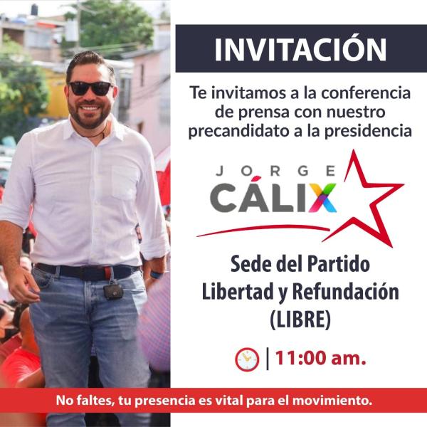 Conferencia de prensa: Precandidato a la presidencia de la República Jorge Cálix 