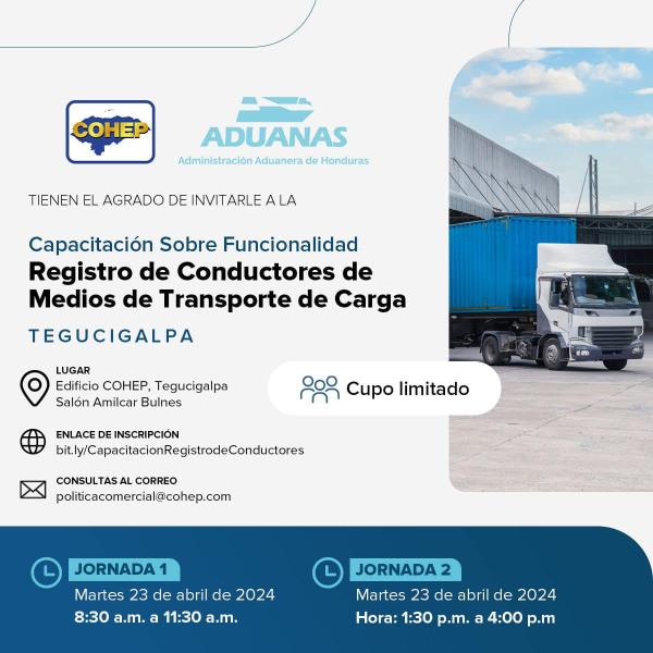Capacitación presencial "Registro de Conductores de Medios de Transporte de Carga"
