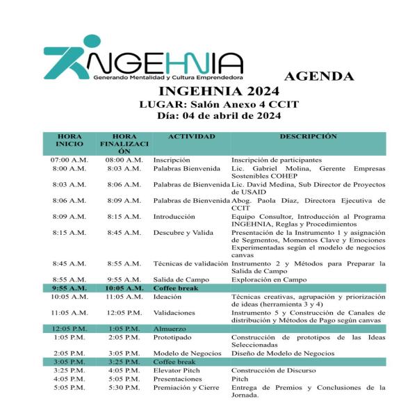 "INGEHNIA", jornada dedicada al emprendimiento e innovación