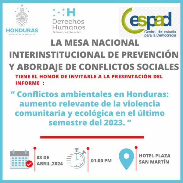 Presentación del informe: Conflictos ambientales en Honduras 