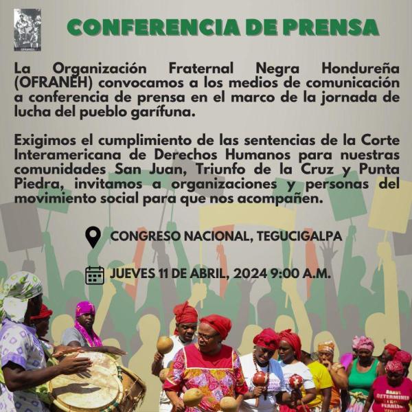 OFRANEH: Exige el cumplimiento de las sentencias de la CIDH para las comunidades de El Triunfo de la Cruz, Punta Piedra y San Juan 