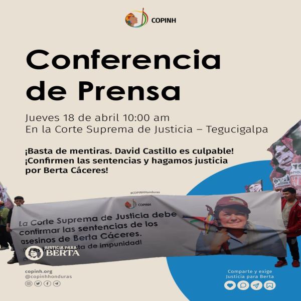 Conferencia de Prensa;: Basta de mentiras, David Castillo es culpable 