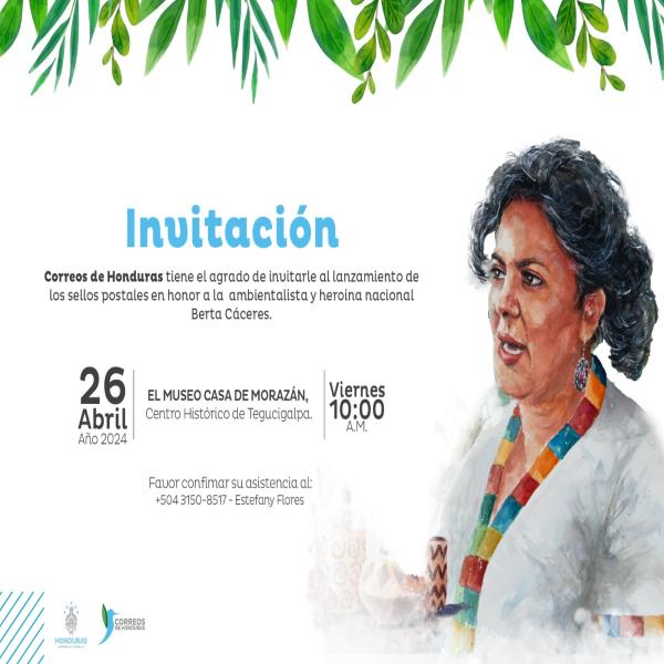 Lanzamiento sellos postales en honor a Berta Cáceres 