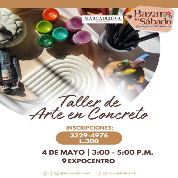 Taller de arte en concreto en el #BazarDelSábado