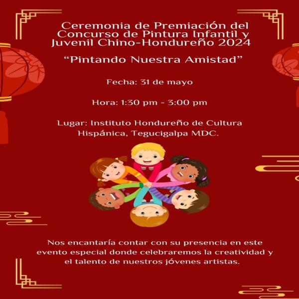 Ceremonia de premiación del concurso de pintura Infantil-Juvenil, Chino Hondureño