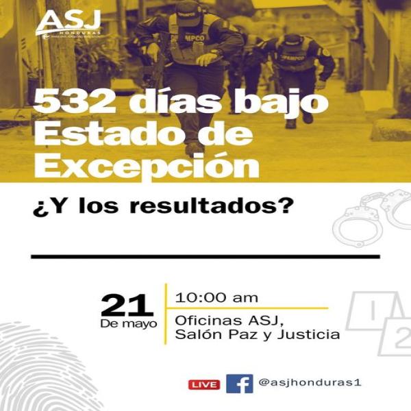 ASJ: Presentación del análisis de los 532 días bajo estado de excepción en Honduras
