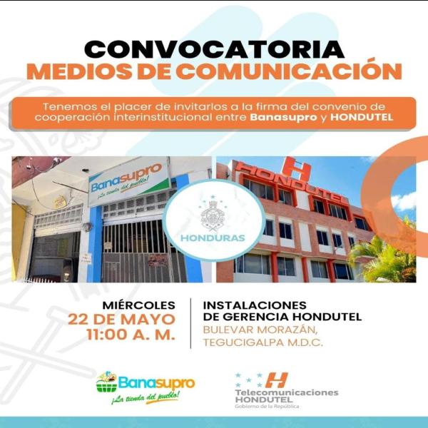 Firma de convenio entre BANASUPRO y HONDUTEL 