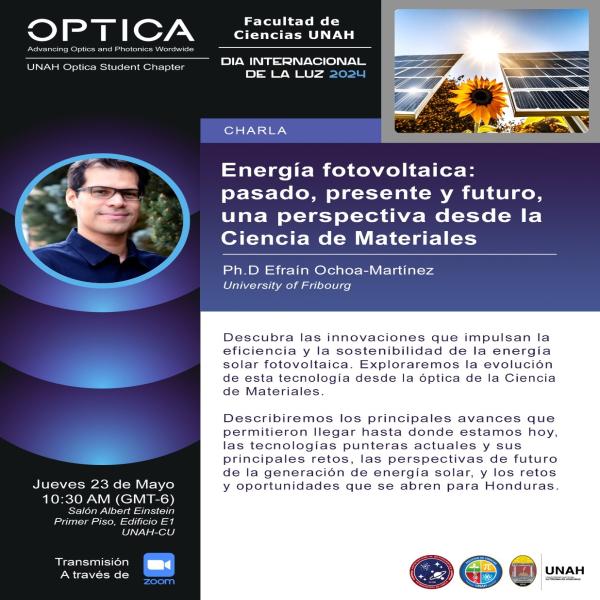 Charla: Energía Fotovoltaica: Pasado, presente y futuro, una perspectiva desde la Ciencia de Materiales 
