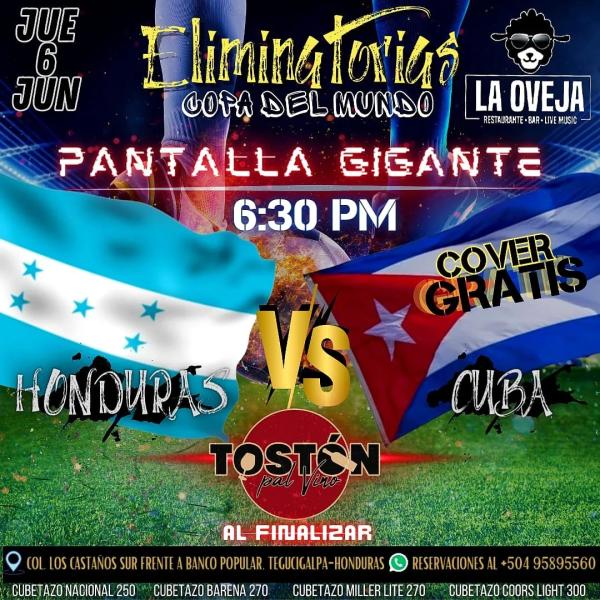 Eliminatorias Copas del Mundo: Honduras Vs Cuba en pantalla gigante 