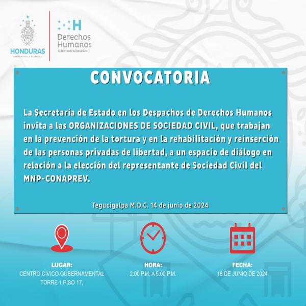 La Secretaria de Derechos Humanos invita a las Organizaciones de Sociedad Civil.