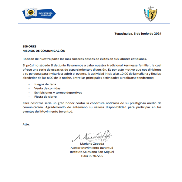 Movimiento Juventud: Kermesse Familiar 