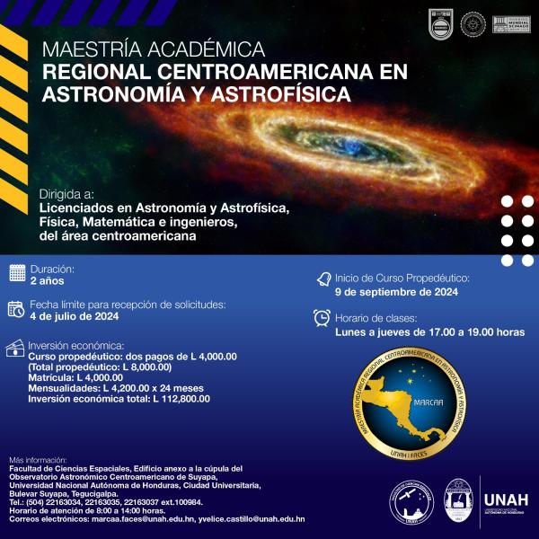 Convocatoria: Maestría Académica Regional Centroamericana en Astronomía y Astrofísica